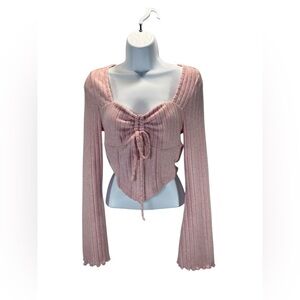 NWT SHEIN Women's Pink Ribbed Knit Crop Top Size Small